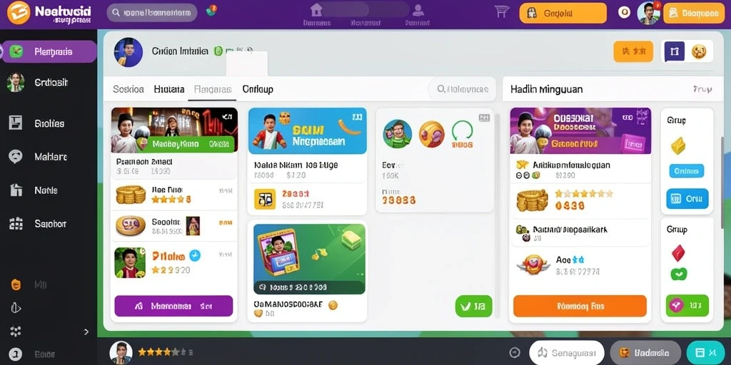 Tangkapan layar: Menu item dan upgrade untuk karakter.