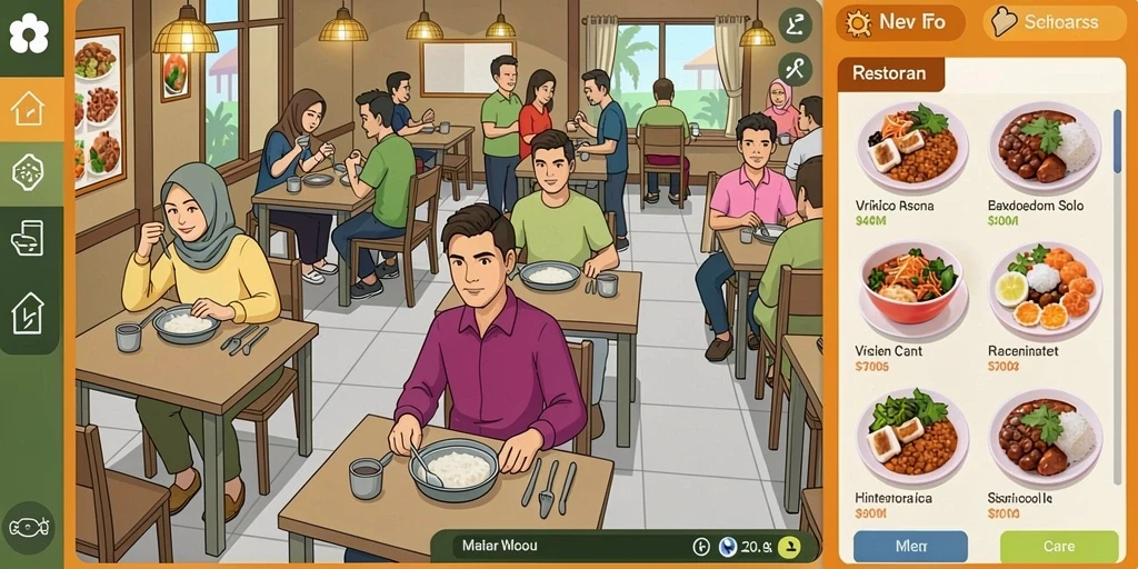 Tampilan layar pilihan mode permainan yang beragam.